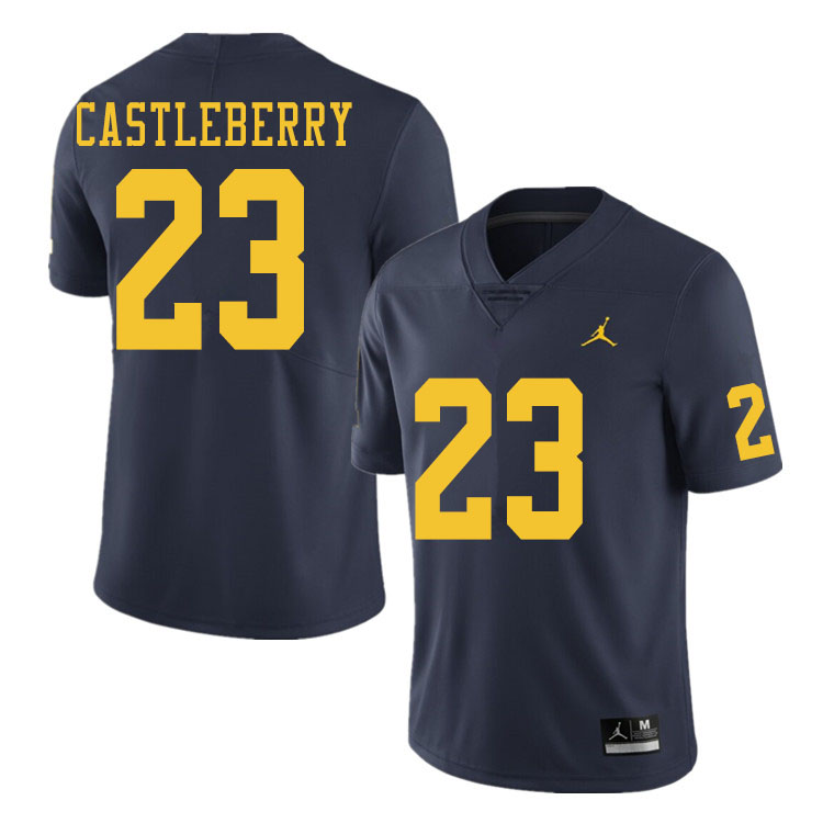 Men #23 Jordan Castleberry Michigan Wolverines College Football Jerseys Sale-Navy